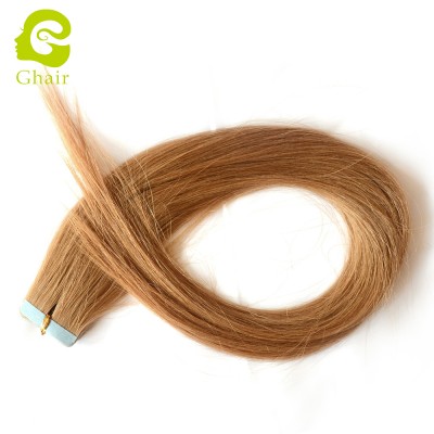 Fast Shipping 27# Light Color Skin Weft Hand-Tied-Tape Wig Adhesive Straight 14"-24"