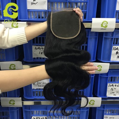 Hot sale 10A+ grade 10-20''transparent Lace closure Body wave 5*5 100% Virgin human hair