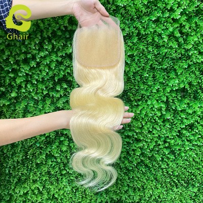 5x5 Lace Closure Blonde hair  Top Quality Preplucked 613 Blonde Transparent Swiss Lace Closure HD Thin Lace For Wholesale