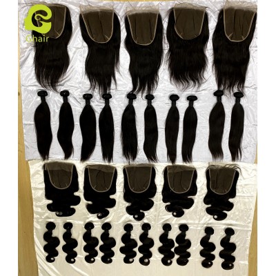 In Stock Human Hair Silky Straight Soft 12 14 inch Pre Plucked 7x7 Transparent Lace Closure