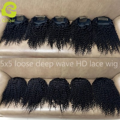 Free sample HD lace closure Wig  9A+ 10A+with Raw brazilian cuticle aligned virgin Human hair wholesale price deep wave