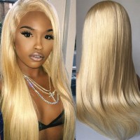 grade 10a virgin brazilian straight hair blonde full lace wig