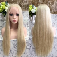 Luxury european virgin human hair transparent swill lace blonde full lace wig