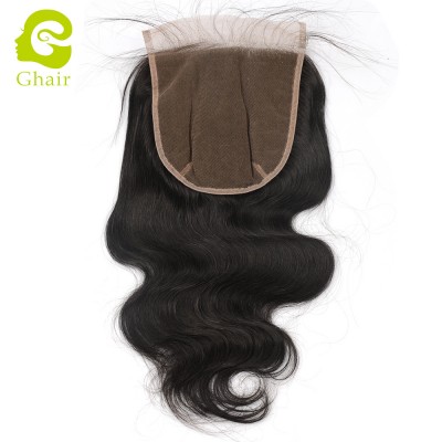 Pre plucked 100% human hair middle brown lace 7*7 closure