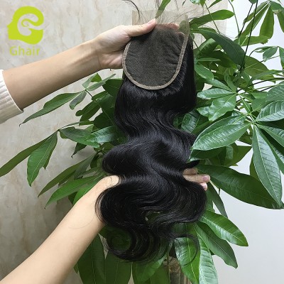 Fashion hair extension Natural Color Free Part Body Wave 4*4 Lace Closure