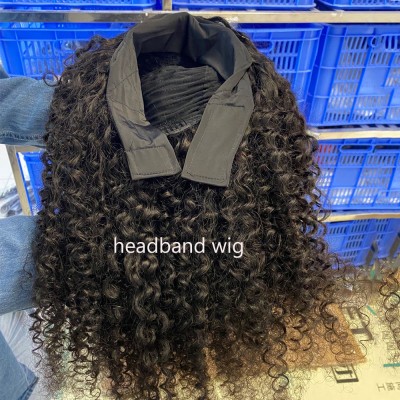 Ghair Headband Wig Women human hair Remy Raw Virgin Italian Curly short long Customized for the first beginner wholesale vendors