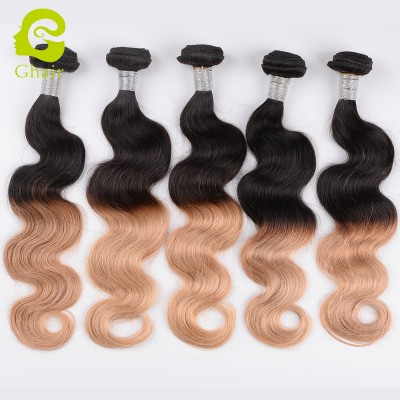 Wholesale best quality 100% India human hair weaves Colour 1b27# body weave