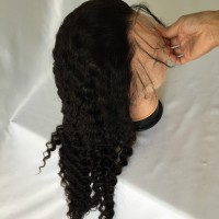 HOT ! 16inch 150%  deep wave 13*4 lace frontal wig cuticle aligned virgin human hair